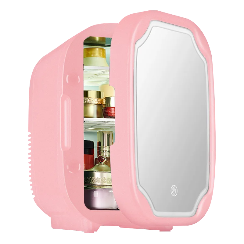구매 거울을 가진 직업적인 8L 아름다움 냉장고 메이크업 피부 관리 및 가정을위한 LED 램프 접촉 스크린 냉장고 이중 사용 여행 BX27