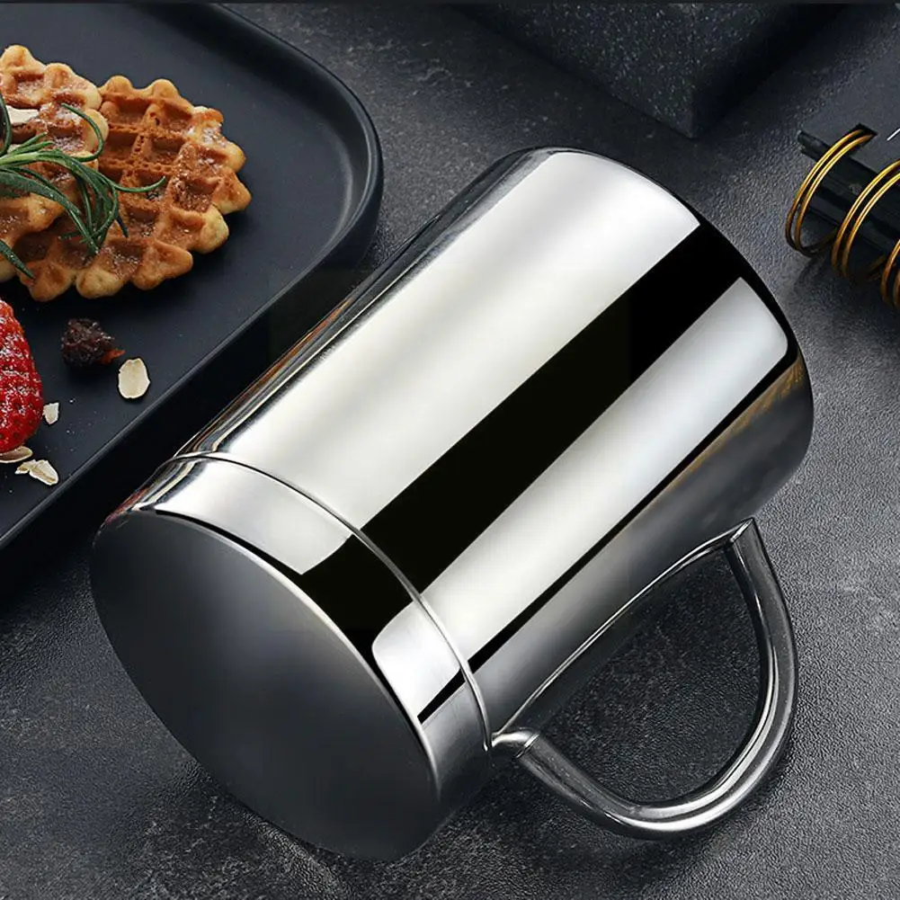 

Portable 220/280/400ml Steel Coffee Mug With Lid Beer Water Cup Tea Handle Insulated Camping Cup With NEW Mugs Outdoor E7W5