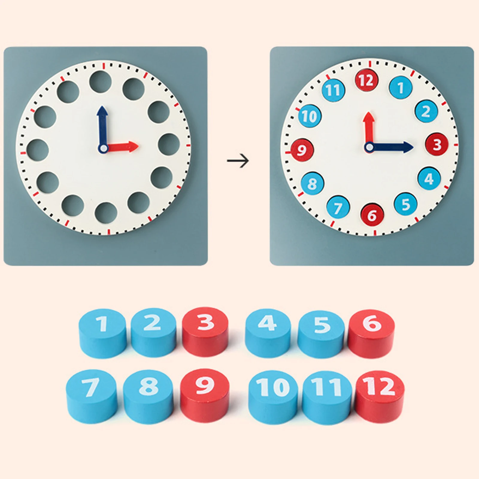

Learn to Tell The Time Clock Toy Teaching Time Wooden Clock Educational Toy