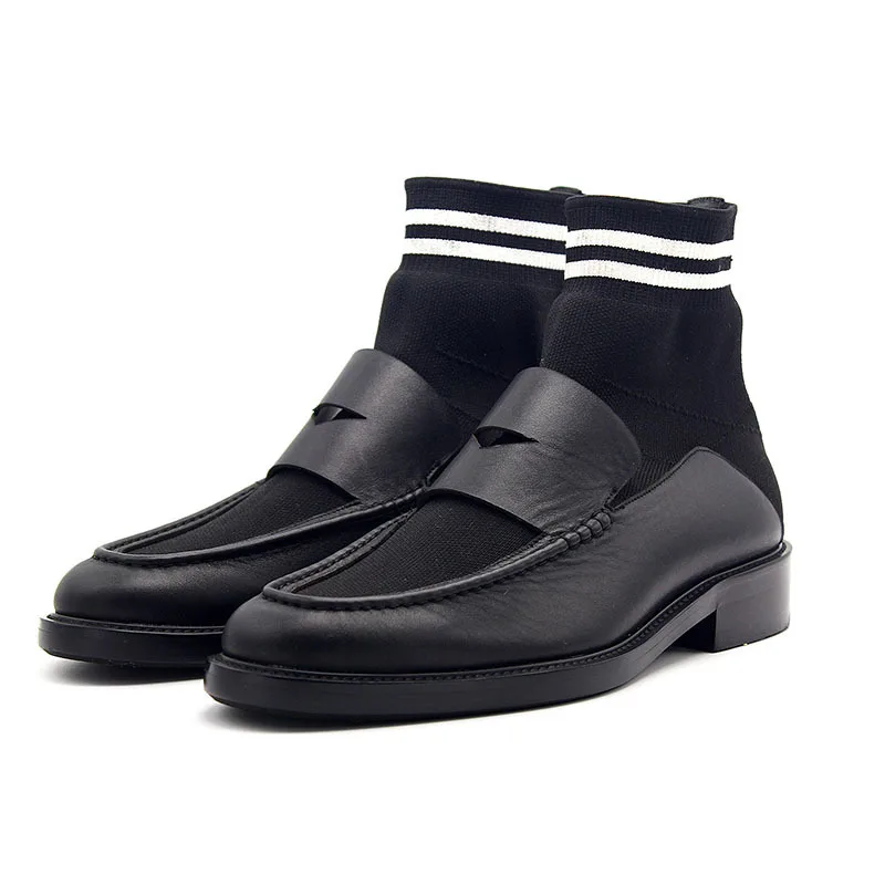 Ботинки-носки мужские эластичные кожа бычья без застежки на среднем каблуке 3 см