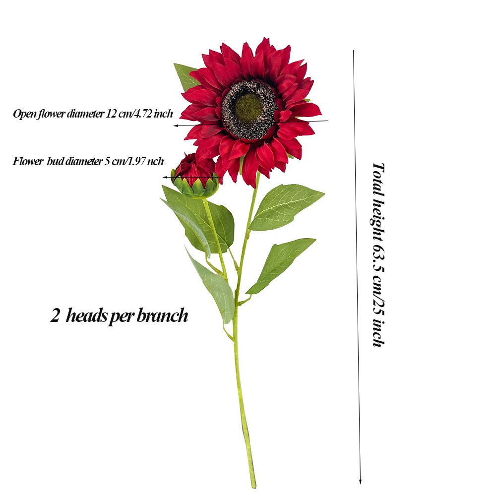 SunMade Ins 2 головок подсолнуха шелковые искусственные цветы домашний свадебный