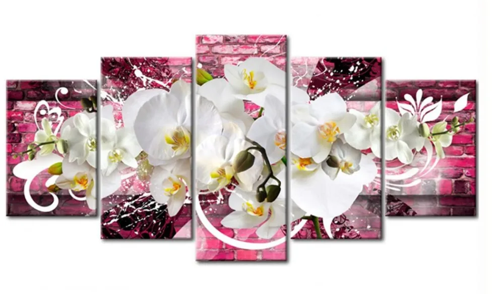 

5pcs Full Square/Round Drill 5D DIY Diamond Painting "Orchid peony lily" Multi-picture Combination Embroidery 5D Gift