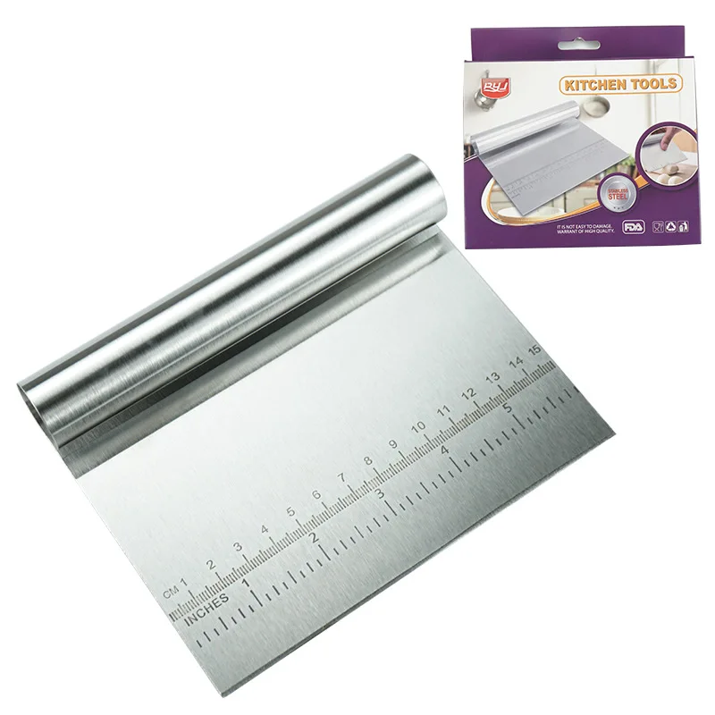 

Hot sale stainless steel flour cutter with scale dough cutting scraper baking utensils