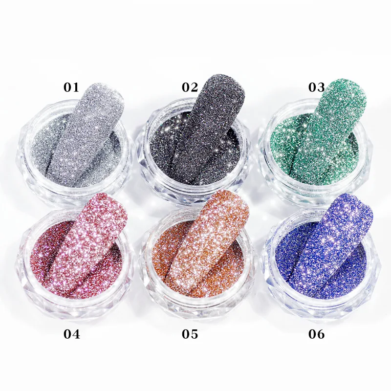 

6Pcs/set Sparkling Diamond Nail Powder Glitter Flashing Crystal Diamond Powder Nail Pigment Holographic Nail Art Decorations