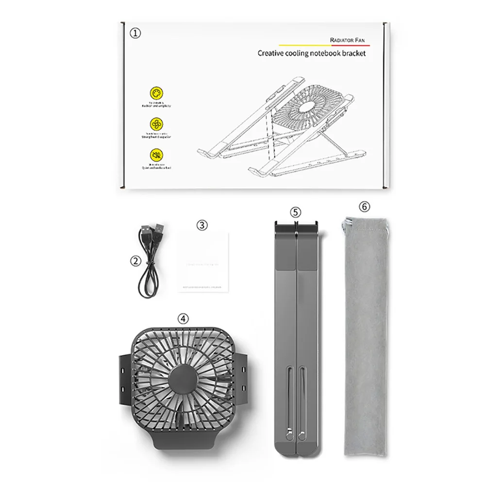 Складная подставка для планшета и ноутбука с охлаждающим вентилятором