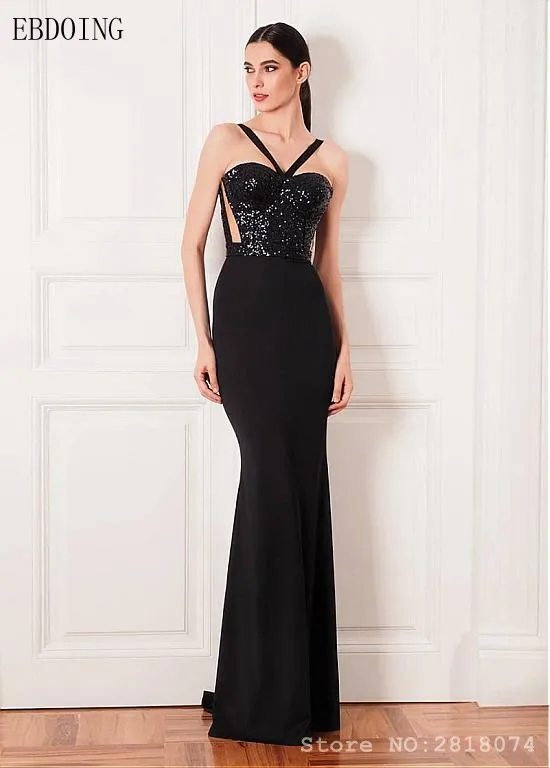 

Сексуальное черное платье для выпускного вечера для женщин Vestidos de festa без бретелек с блестками для особых случаев вечерние платья