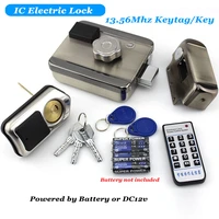 aa battery electric door lock hidden lock 13 56mhz ic lock key rfid reader dc12v electronic lock gate opener access control