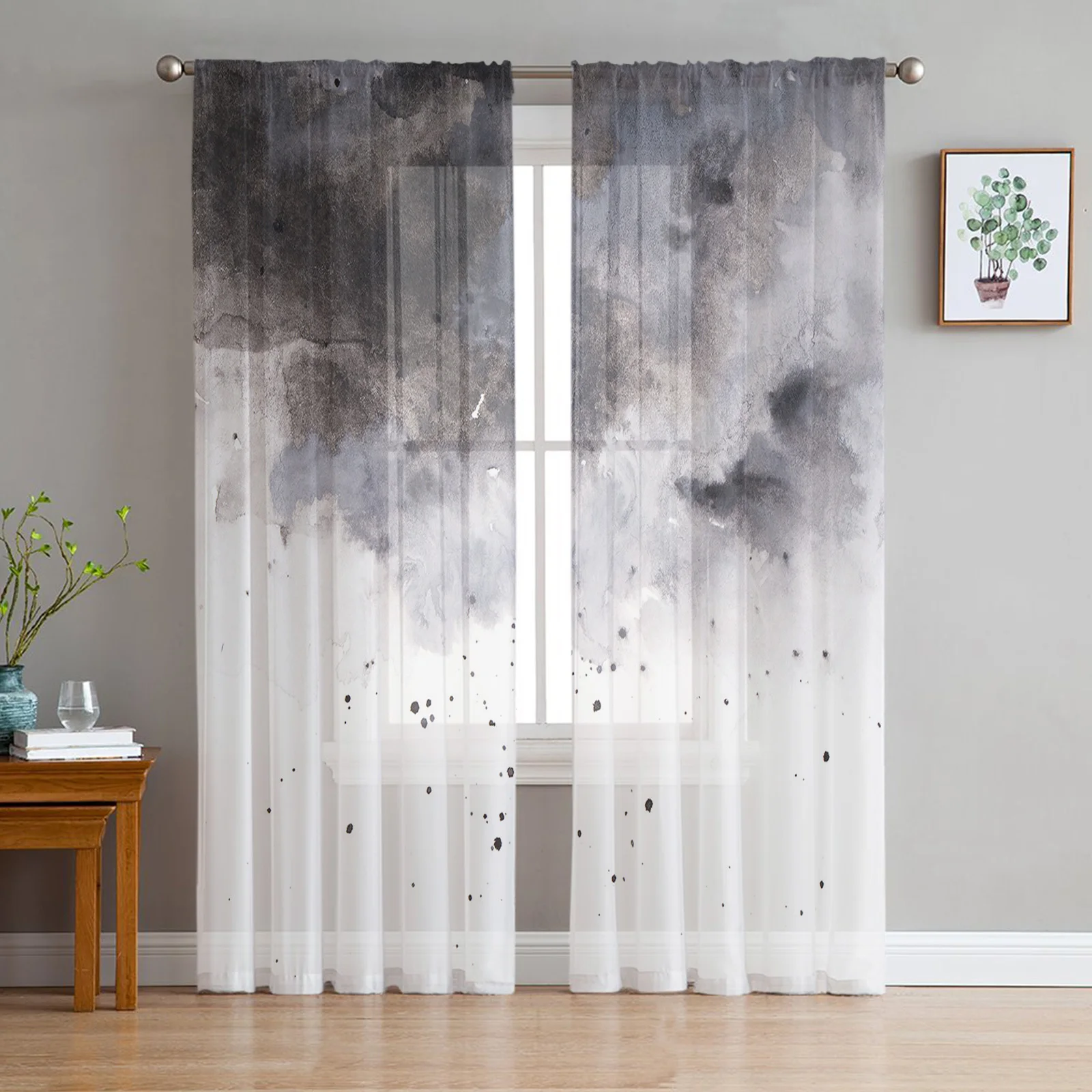

Luxury Sheer Curtains Rock Marble Black And White Kitchen Bedroom Living Room Curtains Study French Window Chiffon Curtains