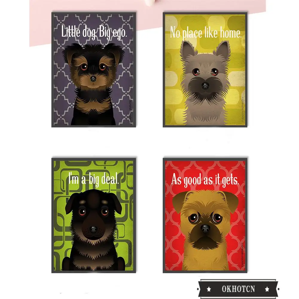 Плакаты с милыми мультяшными собаками забавные котировки настенное искусство