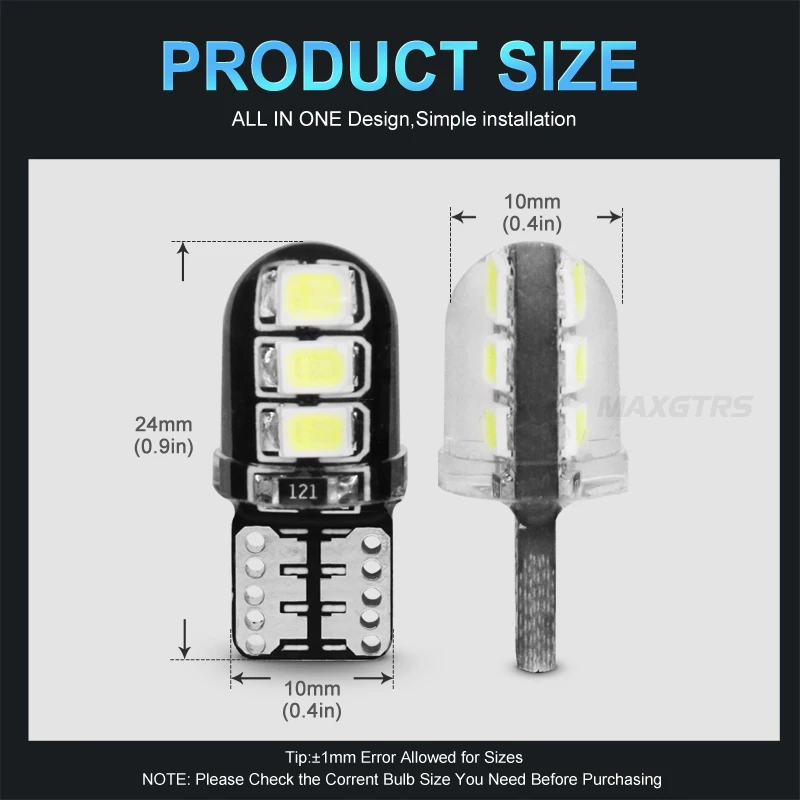 5x Новый Автомобильный светодиодный T10 194 W5W 2835 + силиконовая оболочка светильник
