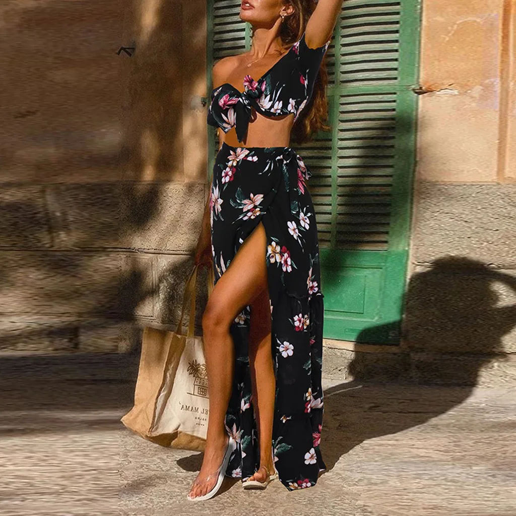 SAGACE платья с принтом элегантное женское пляжное платье длинным рукавом и