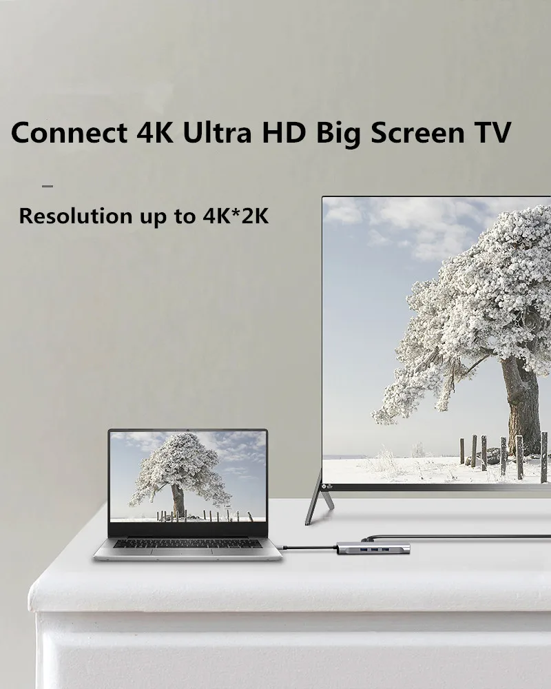10in1/9in1 USB Type-c Thunderbolt 3 Hub to HDMI VGA 4K RJ45 USB3.0X3 USB-C PD TF SD Slot Audio Cable Adapter for Macbook Pro | Электроника