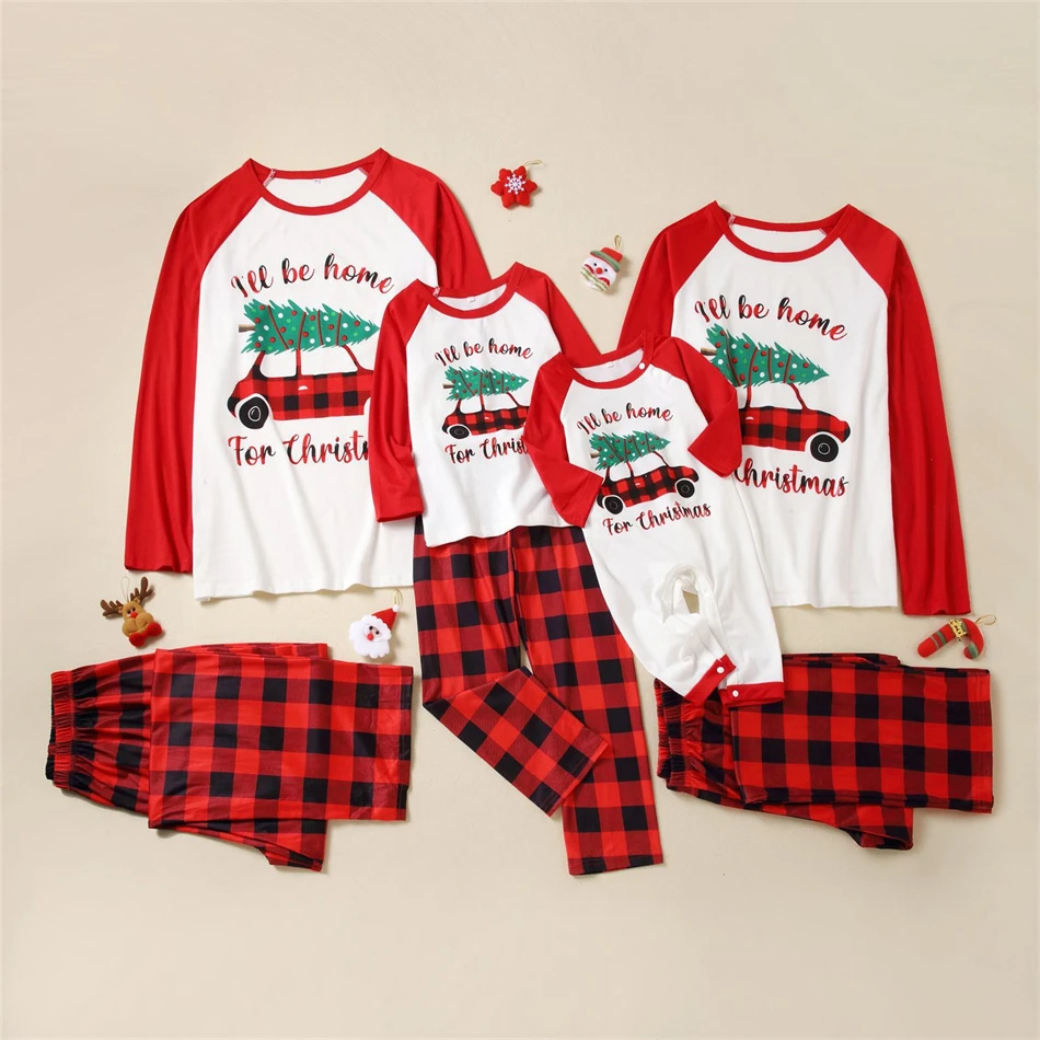 

2022 Christmas Pyjamas Family Matching Outfits Plaid Father Mother Children Pajamas Sets Mom Baby Mommy and Me Xmas Pj's Clothes