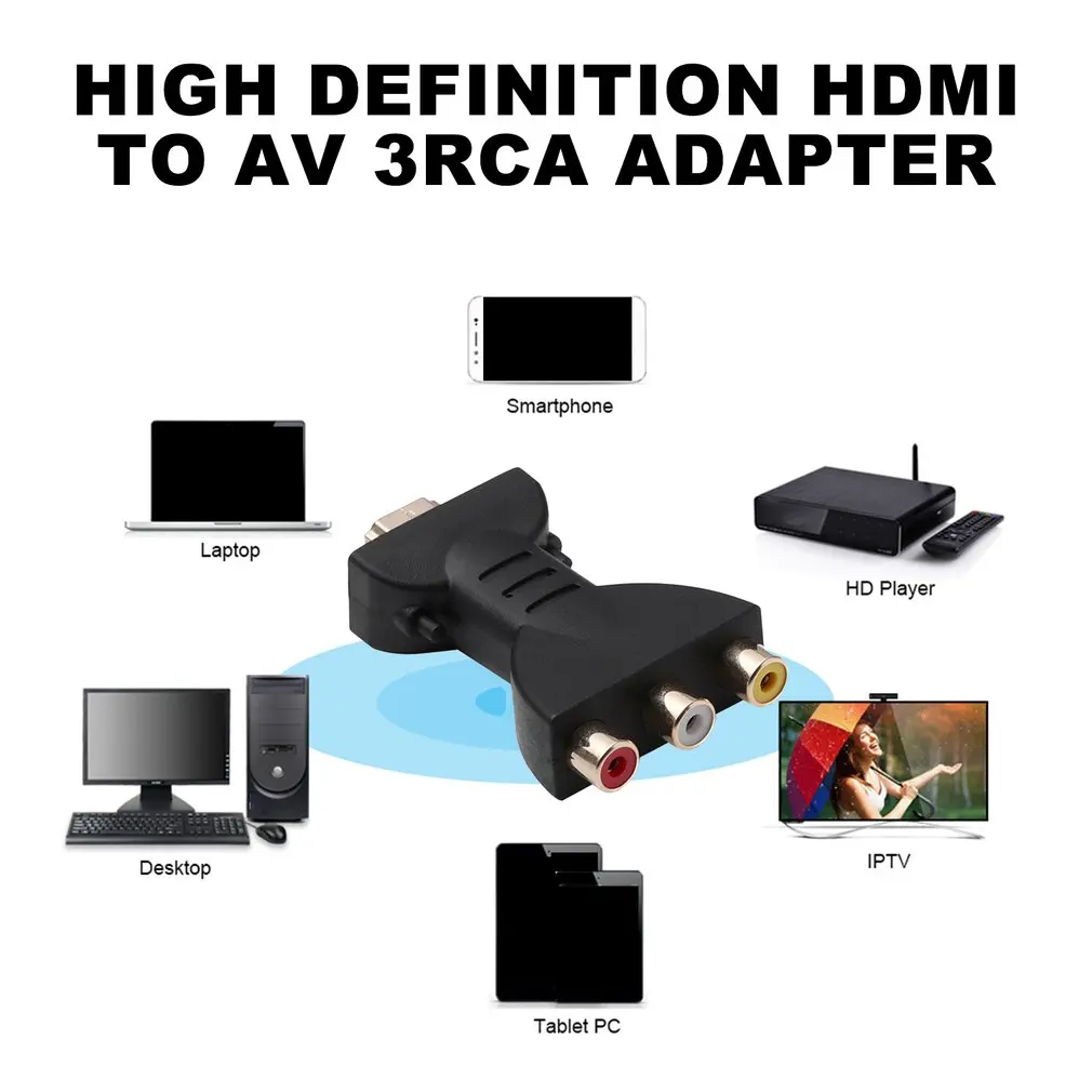 2019 New High Quality Gold-plated HDMI-compatible-compatible to 3 RGB RCA Video Audio Adapter AV Component Converter