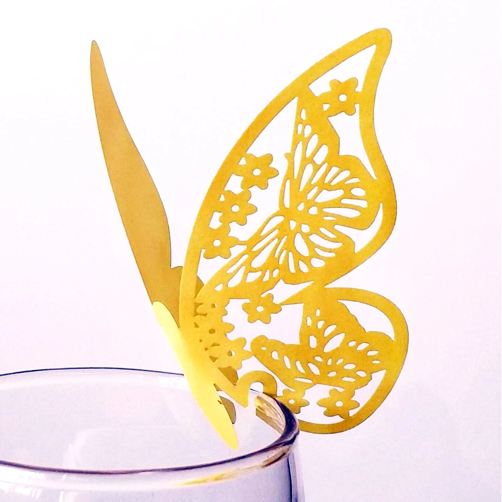 10 шт./лот лазерная резка бумаги в виде бабочки вина стеклянная чашка карточка для