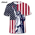 Футболка для мужчин и женщин, хлопковая Футболка с 3D-принтом Нью-Йорка и статуей свободы, лето 2021