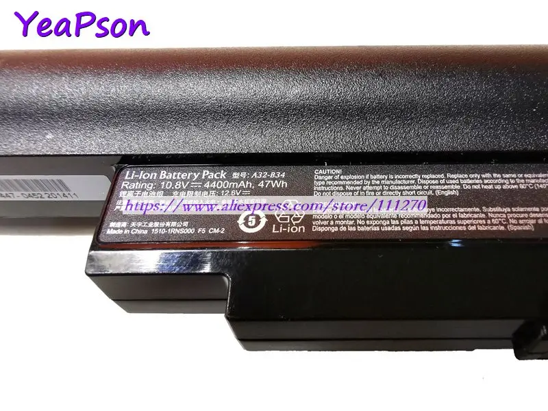 Yeapson 10 8 V 4400 мАч натуральная A32 B34 ноутбук Батарея ДЛЯ Medion Akoya E6237 E6239 E6240 E6240T MD98564 MD98718
