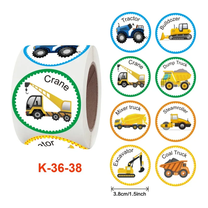

500 Pcs/1 Roll Cartoon Car Sticker Reward Stickers Motivational Stickers For Kids Boy School Reward Students Stickers Labels