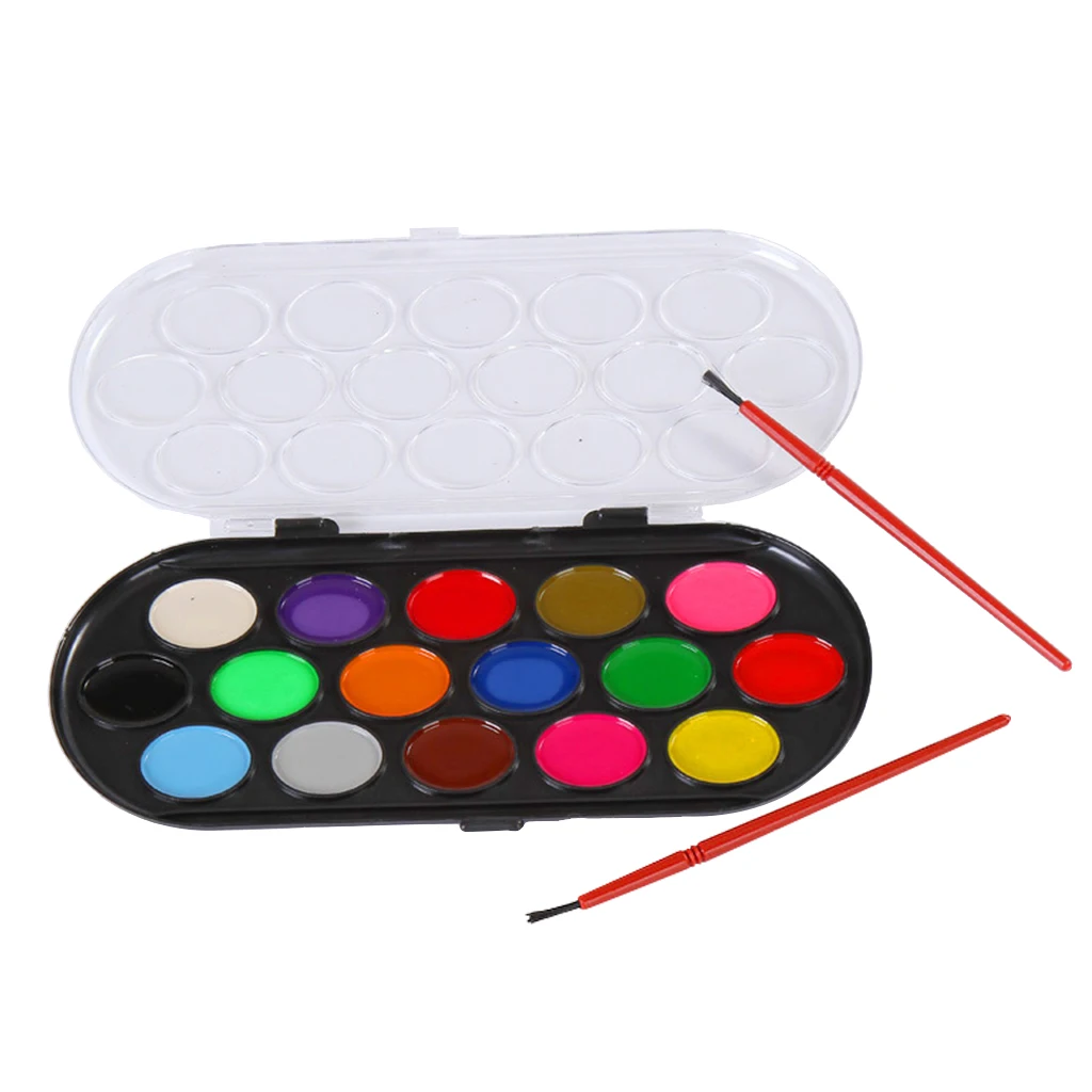 12 Цвета основных акварельные краски Палитра кистей Комплект малярный лоток