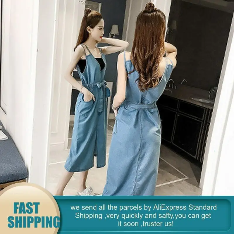 Летнее осеннее длинное платье 2020 джинсовые платья с поясом и бантом женский