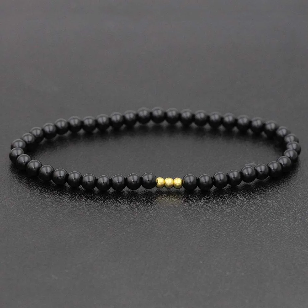 4 мм Черный Браслет Из Натурального золота из нержавеющей стали минималистичный