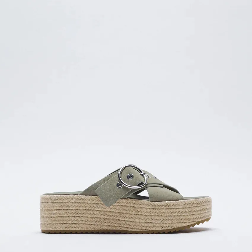 

Shoes Slippers Women Summer Beige Heeled Sandals On A Wedge Slides Pantofle Med Platform Soft Flat Black 2021 Lace-Up Back Strap