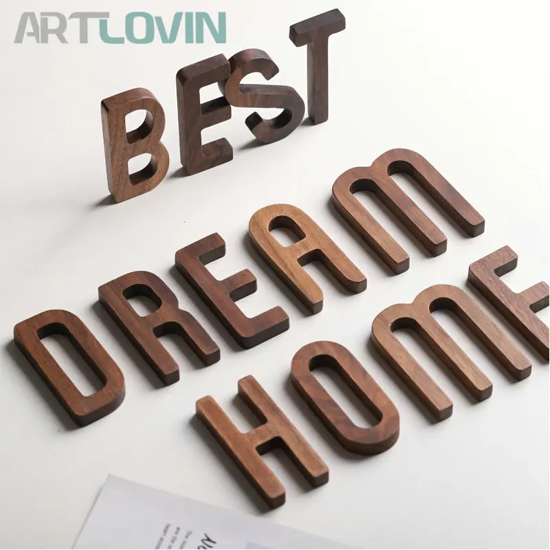 БЕСПЛАТНО DIY черный орех деревянные буквы украшение для дома аксессуары