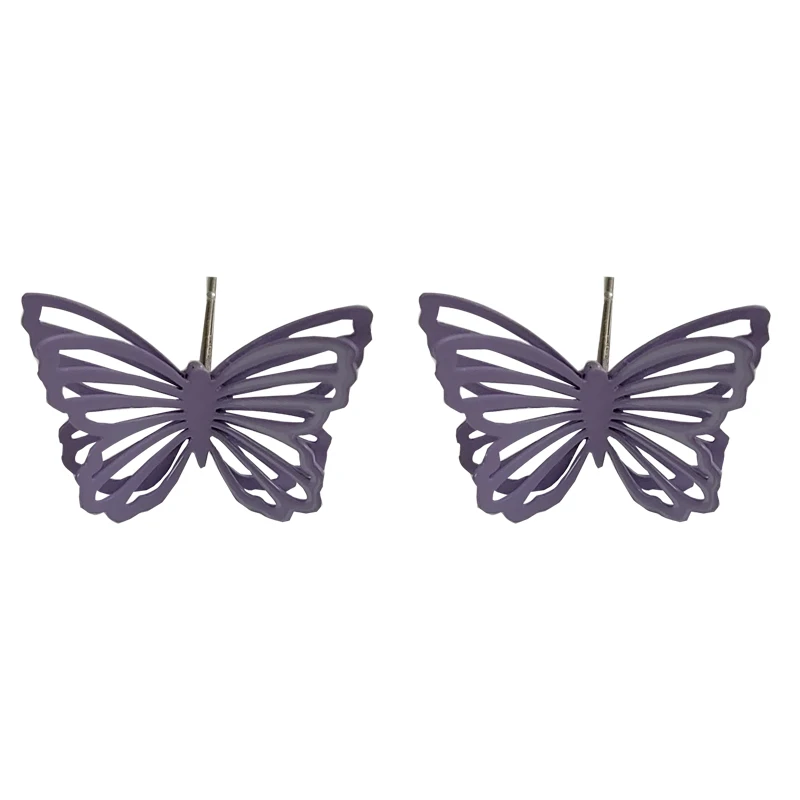 

Bilandi S925 needle Butterfly Earrings Popular Design Sweet Temperament Coating Purple Stud Earrings For Girl Lady Gifts