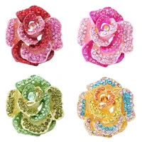 rinhoo big rhinestone rose flower brooch for women fashion colorful blossom lady coat dress pins party wedding jewelry gifts