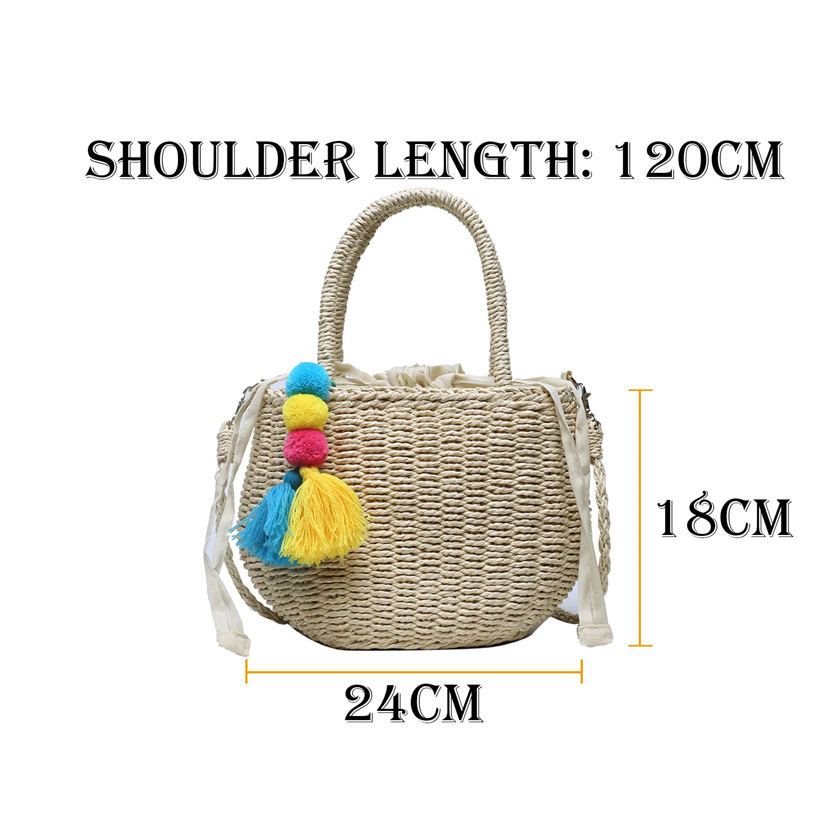 

2021 Summer Beach Women Shoulder Bag Tassel Multicolor String Large Capacity Fashion Practical Fashion Picnic Female Tote WB4031