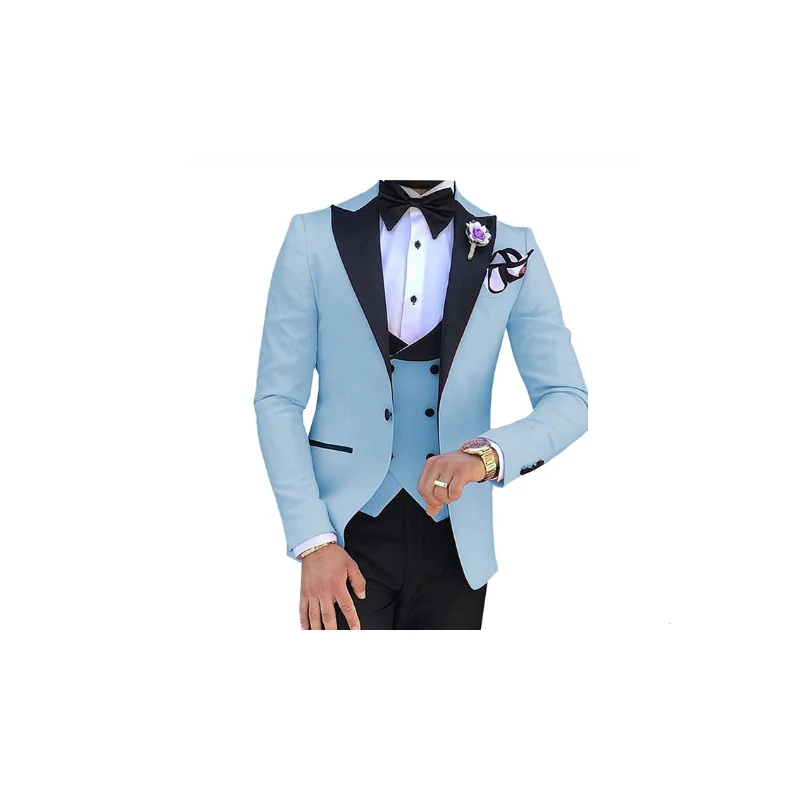 Мужские смокинги 3 штуки облегающие свадебные костюмы жениха модные вечерние для