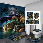 Набор занавесок для душа Тигр с изображением диких животных волка Лев Лепард домашний нескользящий зеркальный ковер коврик для ванной Декор для ванной комнаты