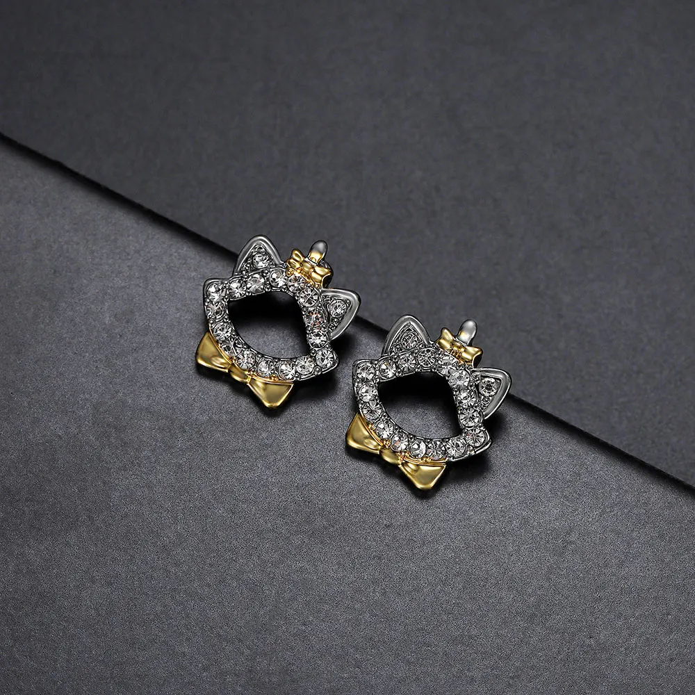 

Cartoon Marie Cat Stud Earrings Animal Rhinestone Anime Lady Marie Small Earrings Cute Dainty Jewelry Women Gif