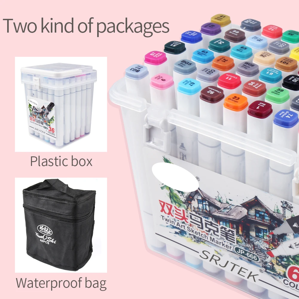 Набор маркеров для рисования на спиртовой основе 12/24/36/80 цветов двусторонние