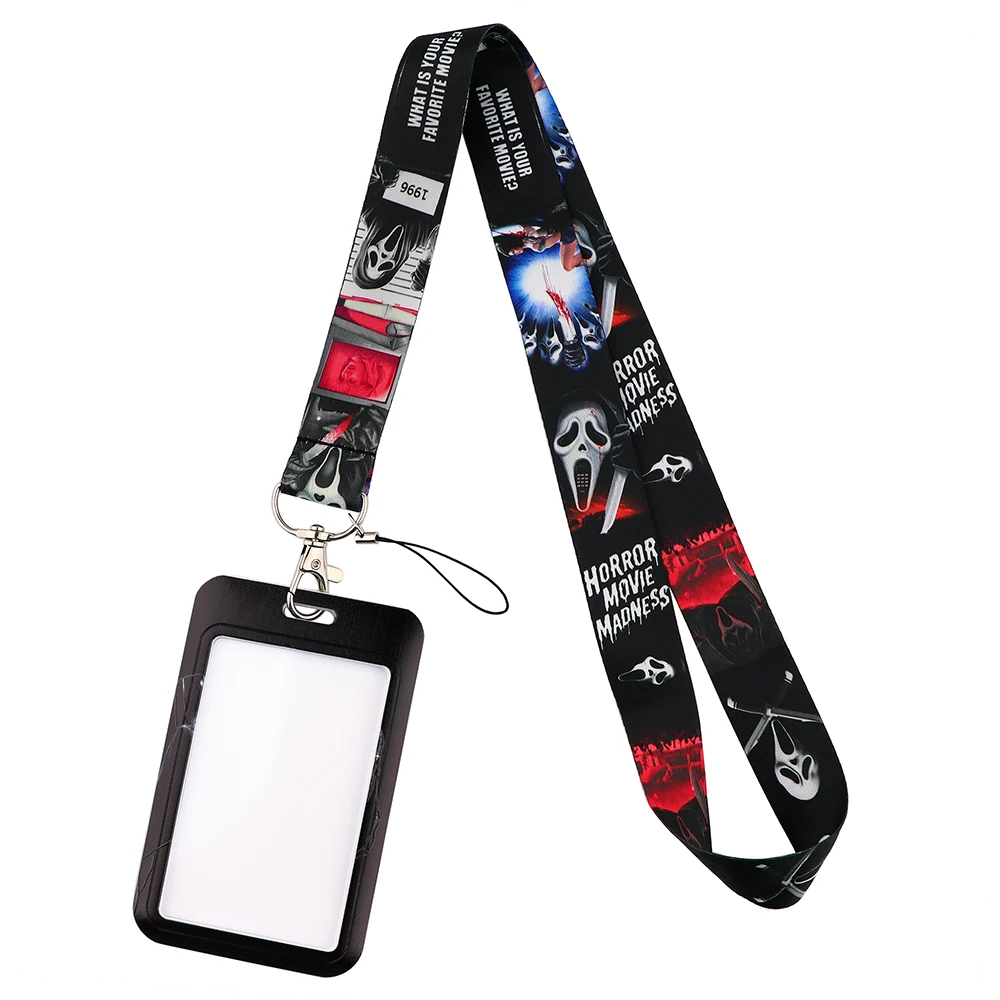 dz2583 halloween horror movie lanyard for keys chain id card cover pass phone charm badge holder key ring straps accessories free global shipping