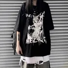 Женская футболка с рисунком аниме и готикой, летний топ в стиле эмо, Харадзюку, Волшебная эстетика темного цвета, женская футболка большого размера y2k