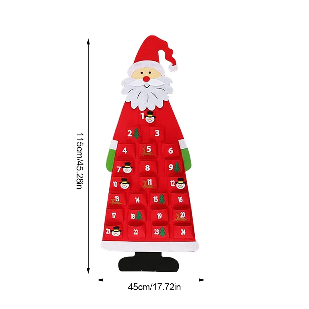 

Christmas DIY Felt Christmas Santa Wall Hanging Santa Felt Advent Calendar With Pockets 24 Days Countdown Calendar Home Decor