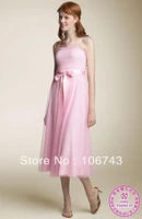 free shipping 2016 new fashion design vestidos formal pink bow pibbons sexy short elegant party weddings bridesmaid dresses