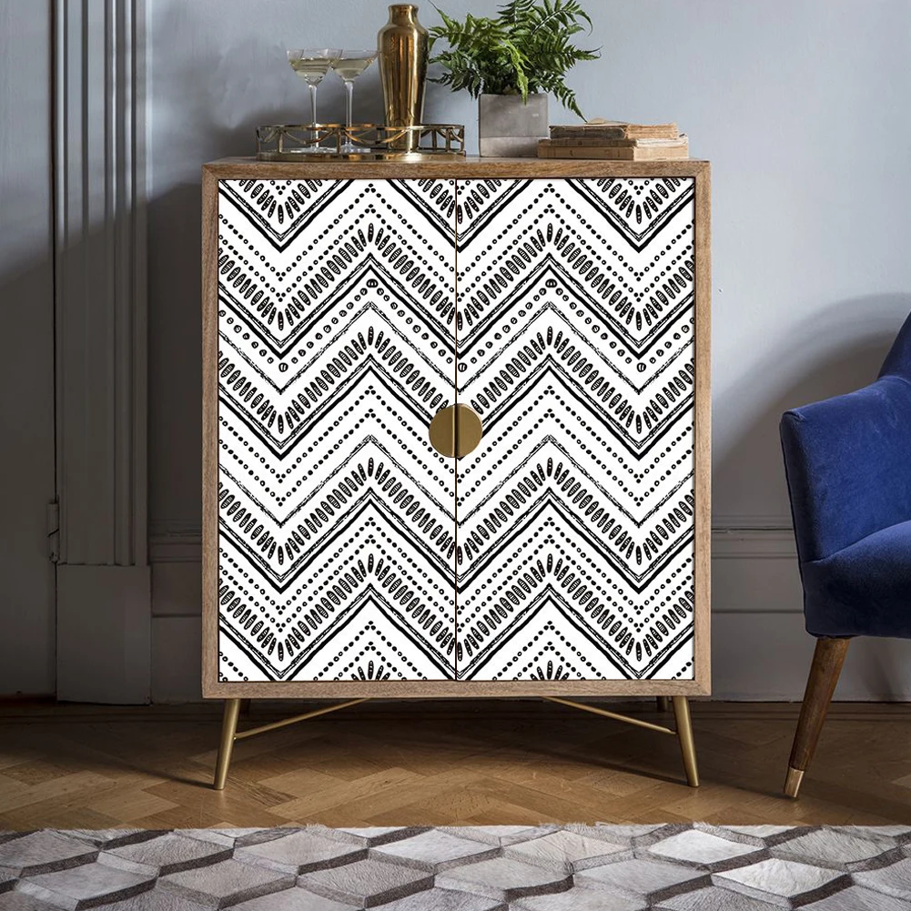 

Self-Adhesive Wood Wallpaper Peel and Stick Vintage Geometric Wave Paper Vinyl Stickers 1.5ftX20ft/Roll