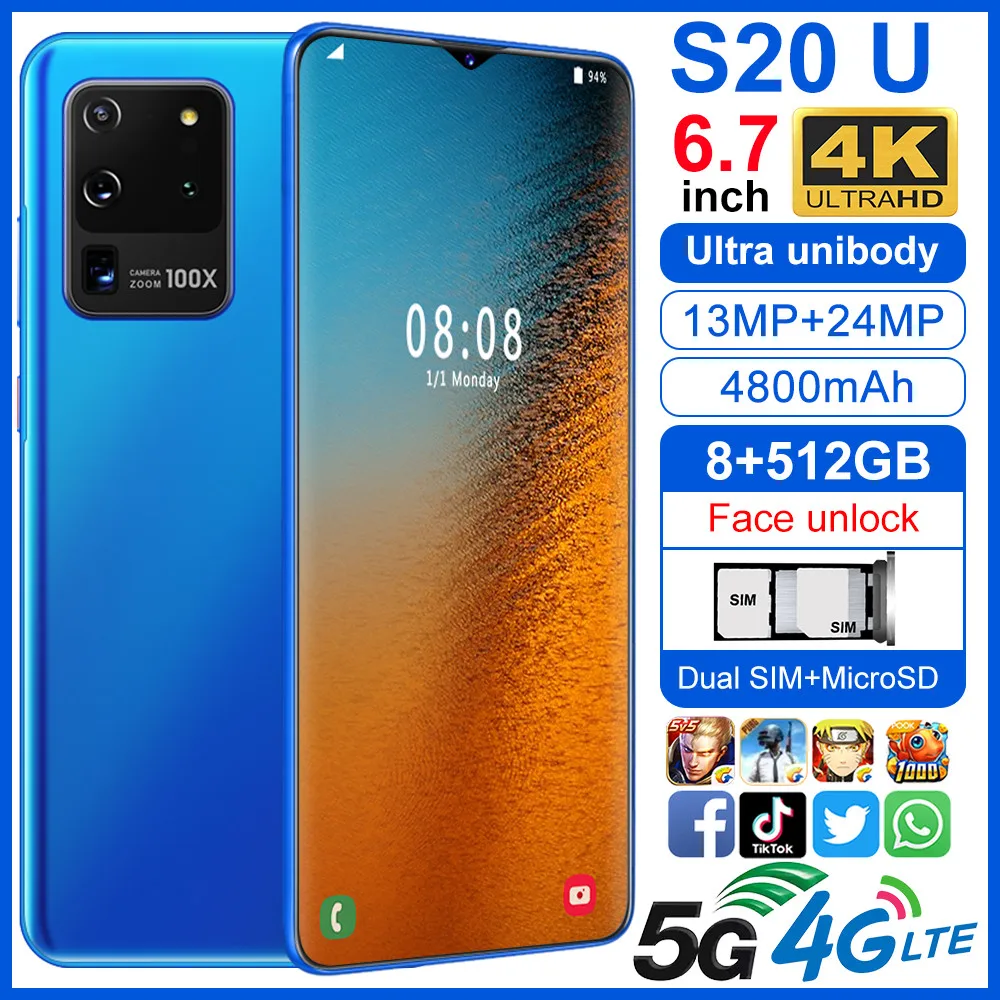 Смартфон S20U 3G телефоны MTK6799 Deca core 6 7 дюймов HD Мобильный телефон 1440*3040