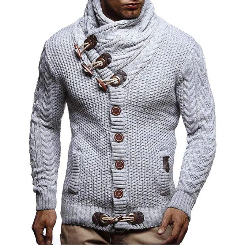 

2021 Men's Fall/Winter Slim Turtleneck Single-Breasted Cardigan Long Sleeve Sweater