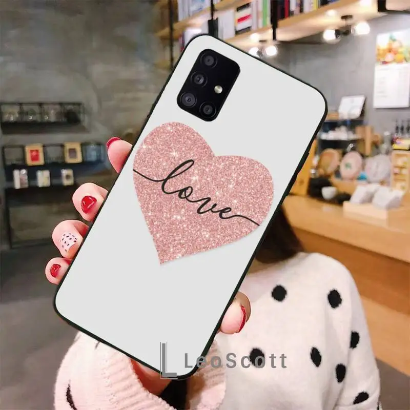 

Gold Rose Glitter Love Phone Cases For Samsung A50 A51 A71 A31 A21S S8 S9 S10 S20 S21 Plus Fe Ultra 4G 5G