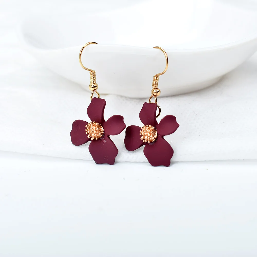 Горячая мода красный белый желтый цветок висячие Висячие серьги для женщин