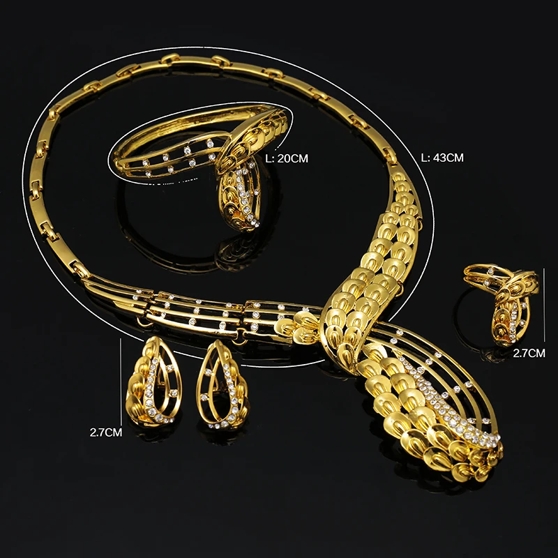 

Fani nigerian Women Wedding jewelry set Exquisite Dubai Gold bridal Jewelry Set African woman Costume Jewelry Set Wholesale