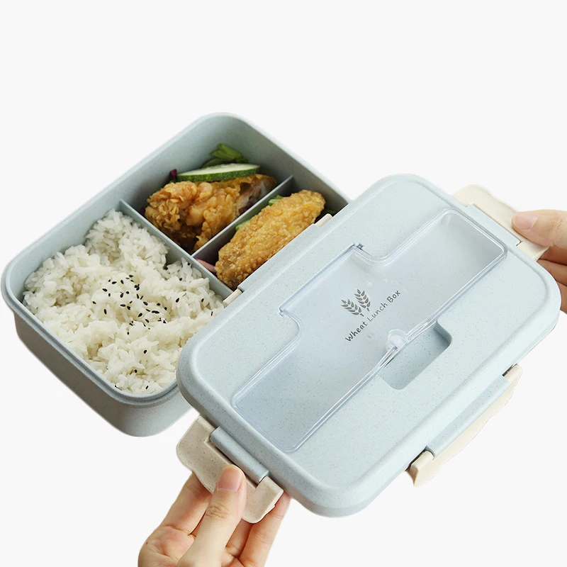 Microwave Lunch Box Wheat Straw Dinnerware Food Storage Container Children...
