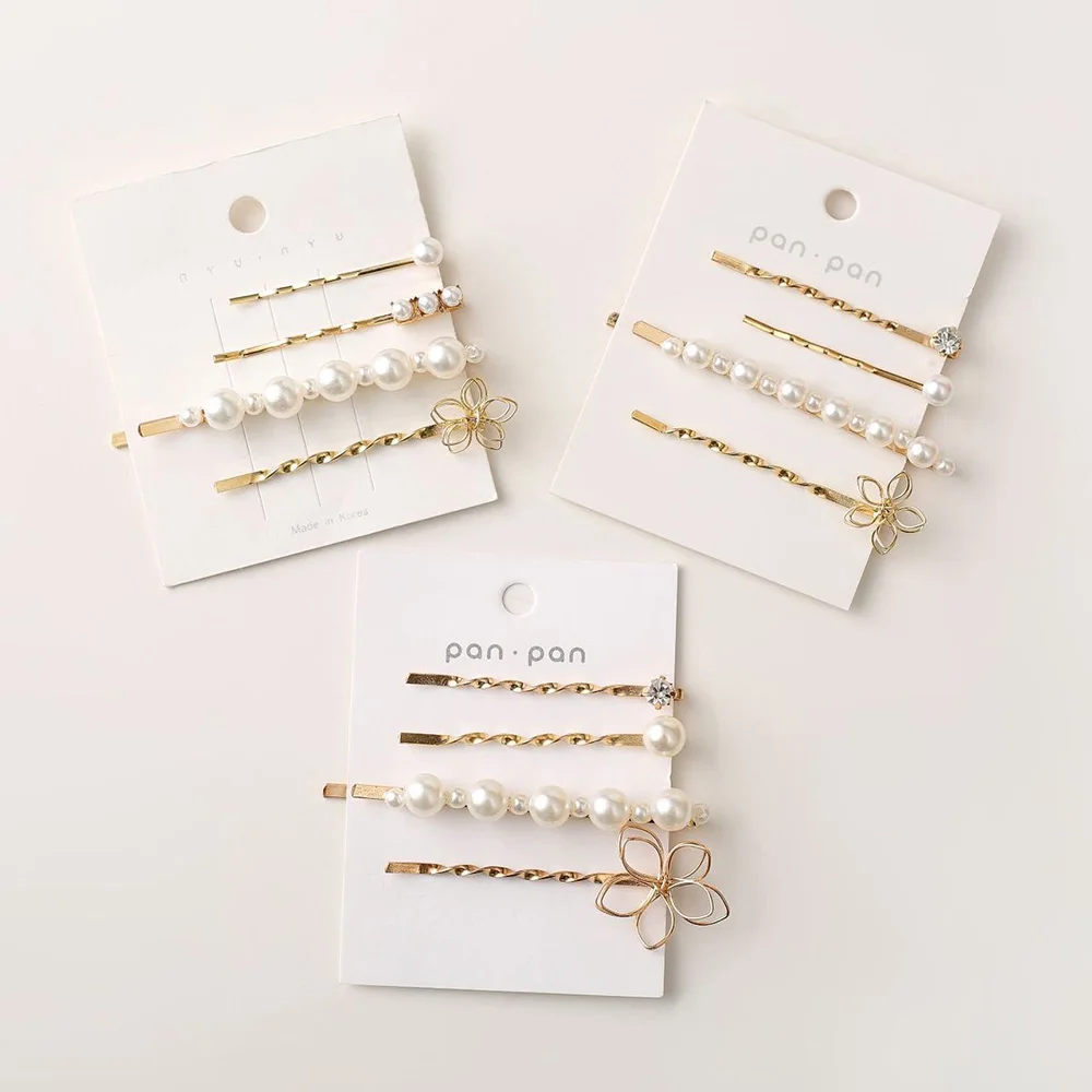 4 шт./компл. жемчужная Цветочная металлическая заколка для волос повязка расческа