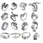 ЖенскоеМужское Винтажное кольцо с рисунком лягушкизмеи, эффектное байкерское кольцо в стиле ретропанкхип-хоп для ночной вечеринки, Клубное кольцо