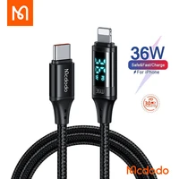mcdodo 36w pd usb c to lightningmicrotype c fast charging for iphone 13 11 12 pro digital display data cable fast charger