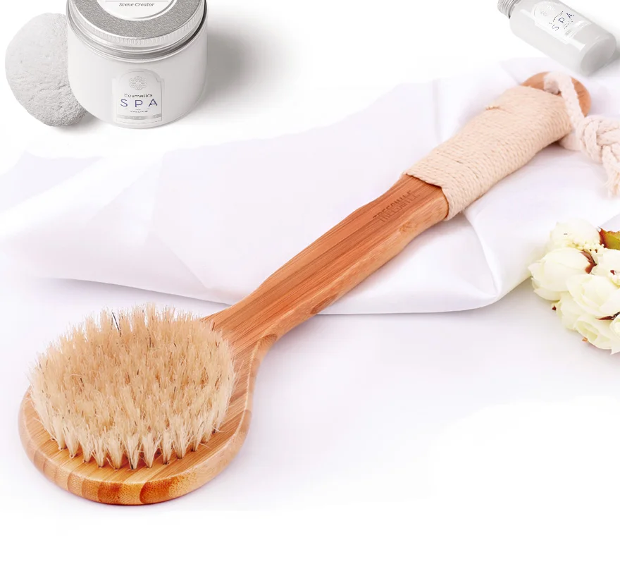 Банная щетка TREESMILE для тела из дерева|back brush|natural bristle brushbath back brush |
