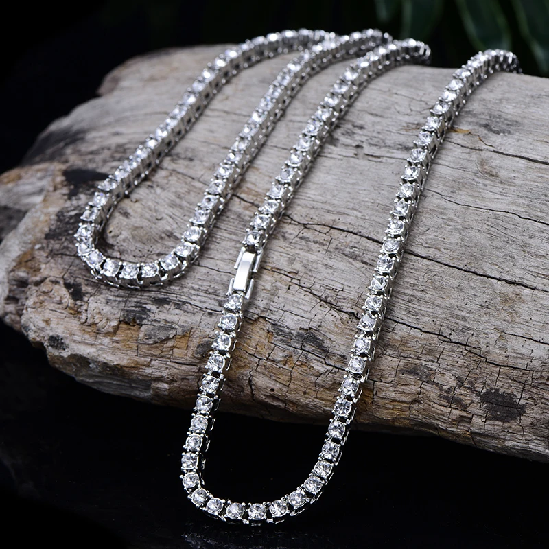 

New 4MM Iced Out tennis Bracelet Necklace Men Tennis Chain Fashion Hip-Hop Jewelry Women 16/18/20/24/30inch Choker Chain Gift